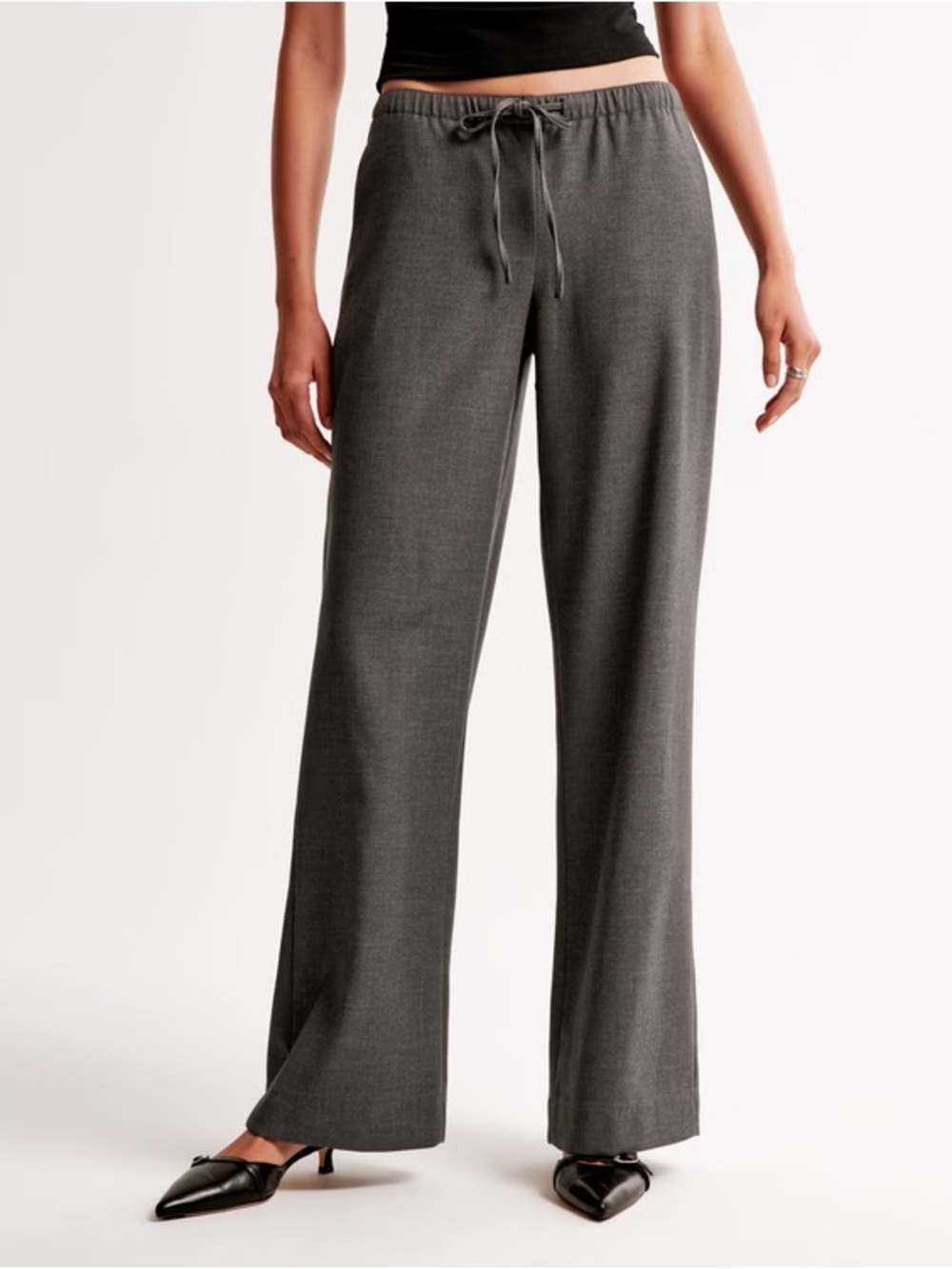 Abercrombie & Fitch Charcoal Wide-Leg Drawstring Pants - Picture 4 of 6